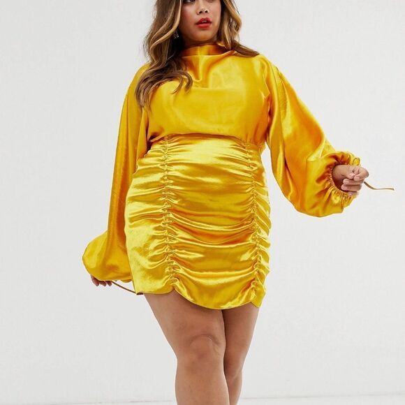 ASOS Dresses & Skirts - ASOS DESIGN Curve satin mini dress with ruched skirt with blouson top